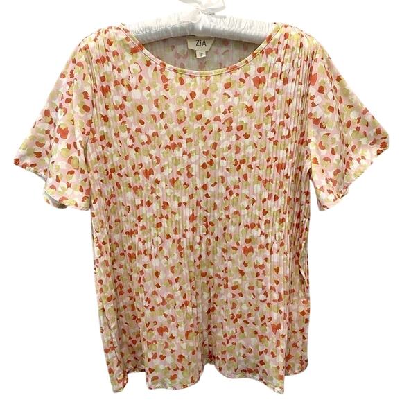 ZIA | Pleated Crinkle Floral Blouse Top Flutter Sleeve | Size Small - Picture 1 of 7
